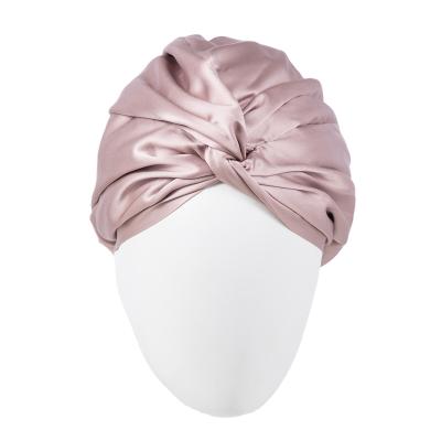 China 100% pure mulberry silk 22mm silk sleep turban double layer with custom pattern twisted turban for sale