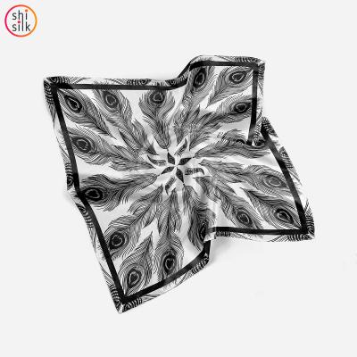 China Square Wholesale High Quality Women Square Print Silk And Satin Digital Scarf for sale