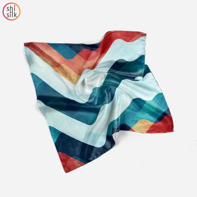 China Square Size Custom Wholesale Customized Printed Satin Women Silk Scarf for sale