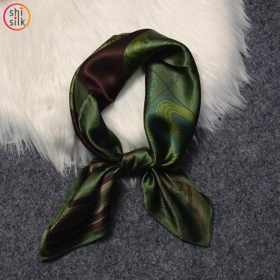 China Square Digital Printing Design Temperament Ladies Satin Square Scarfs Scarves For Elegant Women for sale