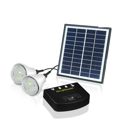 China Home Solar Lighting System Led Lamps Lighting Up 2 Room Charger Solar System Mobile Home Off Grid Area Solar Power System for sale