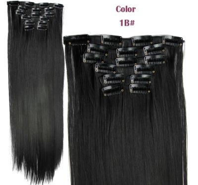 China Natural Black Straight Wave Wig Regular Heat Resistant Hair Piece Long Synthetic Clip On Hair Extension for sale