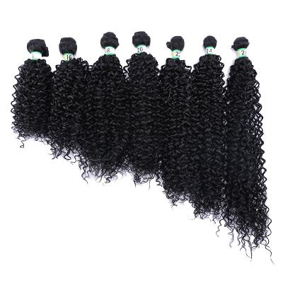 China Afro Curl 70 G 1B Curly Afro Kinky Curly Hair Weft Synthetic Hair Extensions For Black Woman for sale