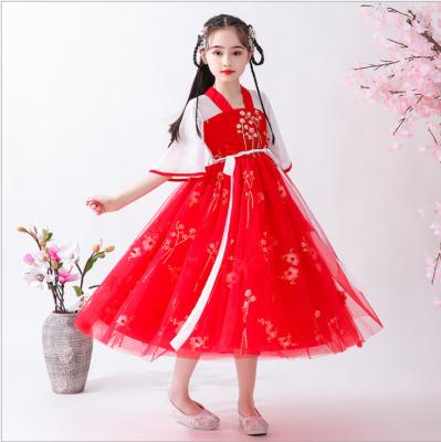 China Wholesale 1275 Fashion Breathable Chinese Traditional Dress Hanfu Embroidered Bridesmaid Daily Wear Puffy Dress for sale