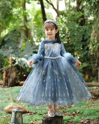 China The Tea Party Movie K104 Elsa Princesses Cosplay Dress TV & Babies Elsa Costume Role Play Party Frock for sale