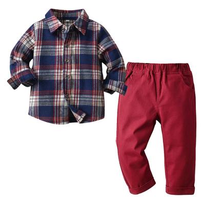 China 21k327 New Design Kids Boutique Baby Boy Suit Formal Clothing Suppliers Set Long Sleeve Shirts+Pants Set for sale