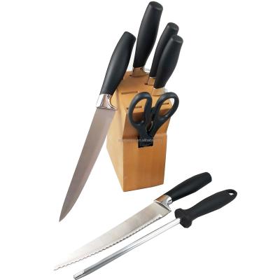 China Sustainable Kitchen Knife Set With Scissors Sharpener And Kitchen Knife Block Set for sale