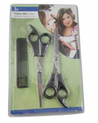 China Thinning Scissors 3 Pieces Hairdressing Set Stainless Steel Hair Cutting Scissors With Comb Barber Scissors for sale