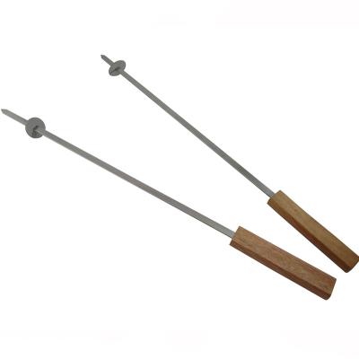 China Food Grade Easily Cleaned Wooden Handle Metal BBQ Skewer For Barbecue for sale