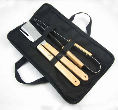 China Easily Cleaned 3pcs BBQ Grill Tool Kit With Carry Case BBQ Fork Spatula Knife for sale