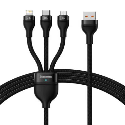 China 3in1 / Mini / Direct Charging / Portable USB to Flash M+L+C 100W 1.2m Series II Baseus One-to-Three USB to M+L+C 100W 1.2m Fast Charging Data Cable for sale