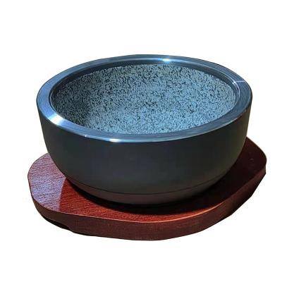 China Sustainable Cooking Resistant High Temperature Stone Crack Mini Small Stone Bowls For Cooking Korean Dolsot Bibimbap for sale