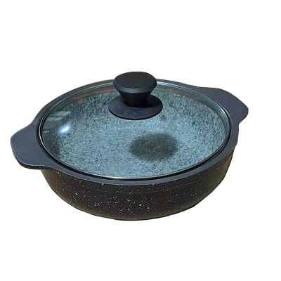 China Sustainable Cookware Bibimbap Granite Stone With Serving Casserole Aluminum Clad Material Stew Pot With Handle Design for sale