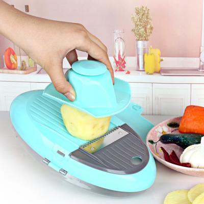 China Wholesale Muti Stocked Slicer 6 in 1 Vegetable Fruit Salad Cutter Shredder Cutter Julienne Grater with Bowl for sale