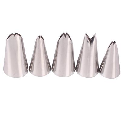 China Amazon Viable Hot Selling 304 5 Pcs Stainless Steel Leaves Shape Icing Piping Tips Nozzles Set For Cake Baking Decoration for sale