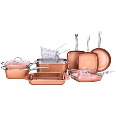 China Durable High Quality Cast Aluminum Turkey Rotisserie Pans And Pots Metal Set Copper Cookware for sale