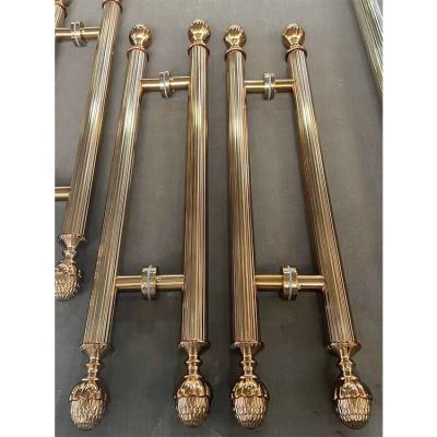 China Good quality traditional bronzed stainless steel gold color commercial glass door pull handle for sale