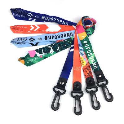 China Advertising Custom Plain Lanyard Key Chain Neck Strap Polyester Sublimation With Leather Buckle for sale