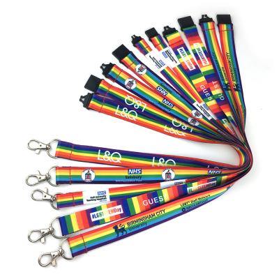 China Custom Promotion Polyester High Quality Creative Sublimation Rainbow Lanyards for sale