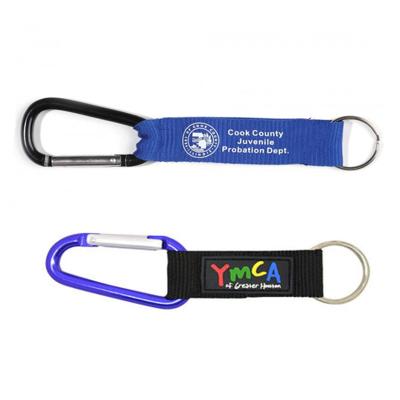 China Polyester Logo Carabiner Short Strap Lanyard made to order Te koop