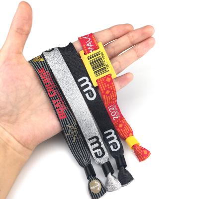 China Promotion Wristband Woven Strap With Embroidery Logo Cheap Custom Free Design Woven Wristband With Slide Lock for sale