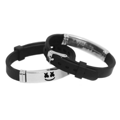 Cina Europe Stainless Steel Rubber Adjustable Wristband Custom Silicone Wristband With Laser Logo in vendita