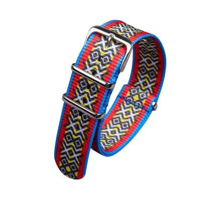 China High Quality Custom Nylon Fabric Women Men Geometric Design NATO Watch Band Strap For Apple Fitbit Garmin Smart Watch for sale