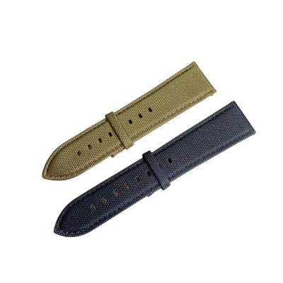 China High Quality Navy Blue Army Green Fabric Custom Comfortable Sailcloth Fabric Leather Watch Band 18 20 22 24mm for sale