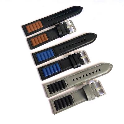 China High Quality Custom Made Men's Leather 20 Fashion Wholesale 22 24mm Replacement Calfskin Watch Band Genuine Leather Strap for sale