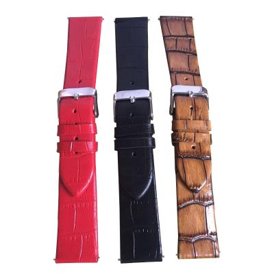 China Ready Shipping Fast Shipping Brown Red Black Alligator Crocodile Leather Flatbed 20mm Leather Watch Band With Quick Release Spring Bars for sale