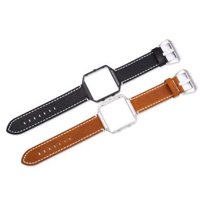 China Crazy-horse handmade white stitching leather watch band different black brown colors durable leather 22 23mm for fitbit flame for sale