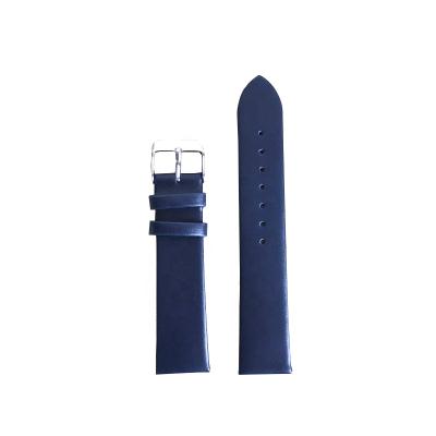 China Custom Logo Custom Navy Blue 14 Grade Leather Thickness Genuine Leather Wholesale 16 18 20 22 24mm Business Oil Watch Band Strap for sale