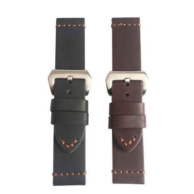 China Large Comfortable Flat Handmade Stitched Watch Straps Thick Leather Cool Nappa Colors 28mm Different 18 20 22 24 26 Replacement for sale