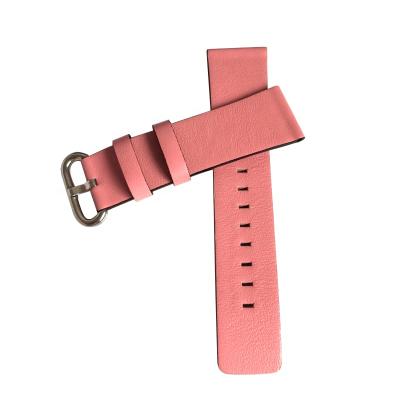 China Comfortable Genuine Calfskin Leather Watch Band 14 16 18 20 22 24mm Soft Custom Made Square Brown Pink Nappa Leather With Black Painted Side for sale