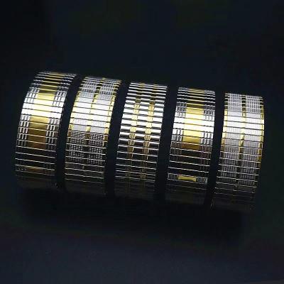 China Fancy Stainless Steel Men Women Gold Two Tone Sublimation Stainless Steel Watch Band Strap Elastic Stretch Bracelet for sale