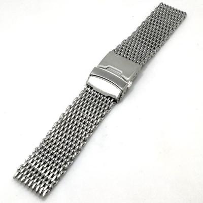 China Good Quality Replacement Stainless Steel Custom Brushed Cool Shark Mesh Watch Band Strap Manufacture 18 20 22 24mm Wholesale for sale