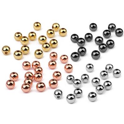 China Beads for bracelet or necklace 5mm polished silver PVD black, gold, rose gold 316L solid stainless steel bead for bracelet, necklace with 2mm drilled hole for sale