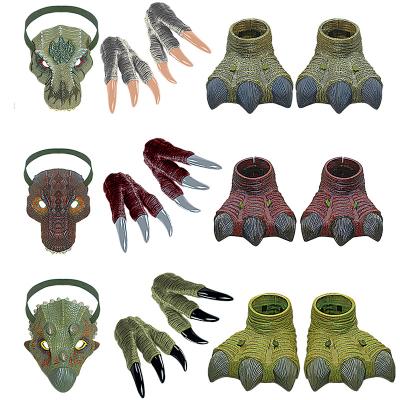 China Halloween Mask Silicone Kids Dinosaur Role Playing Paw Mask Dinosaur Costume Realistic Children's Toy School Playing Set for sale