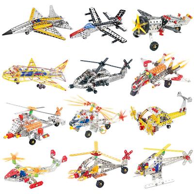 China DIY TOY Amazon Best Selling Educational 3d Metal Airplane Puzzle Assemble Game Plane Diy Building Warcraft Model Toy for sale