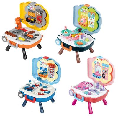 China 2022 Portable Light Music Trolley Suitcase Kindergarten Educational Learn Toy Doctor Engineer Tool Kitchen Set Compose Toys For Children for sale