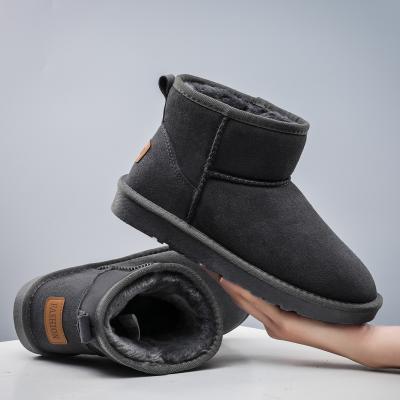 China Fashion Trend Wholesale Cheap Solid Unisex Winter Warm Outdoor Shoes Slip On Plush Mens Womens Snow Boots for sale