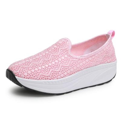 China Factory Wholesale Women's Fashion Sneakers Girls Anti-odor Slip On Cavity Mesh Thick Bottom Sport Shoes Breathable for sale