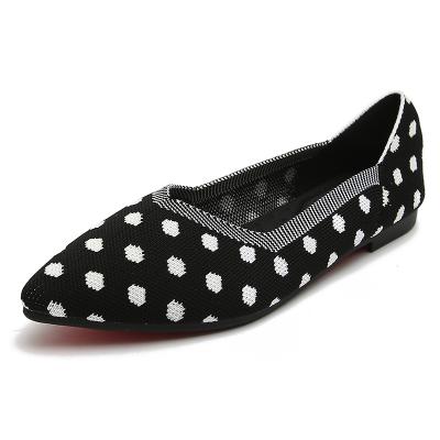 China Wholesale Flat Dots Embroidered Ladies Casual Dress Shoes Breathable Lightweight Slip On Designer Flat Loafers Women Flats for sale