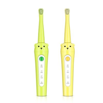 China USB Cartoon Bear Shape Toothbrush Kids Electric Toothbrush Sonic Clean Filling Soft Bristles U1 Yellow Green 3 Modes for sale