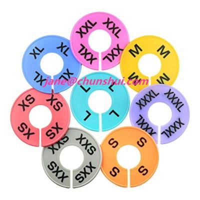 China DISPLAY Colored Clothing Size Dividers Round Hanger Closet Dividers for sale