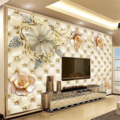 China Soft Printable 3D Bag Europe Living Room Bedroom Wallpaper Mural EUROPEAN Sofa Background Silk Cloth Customization for sale