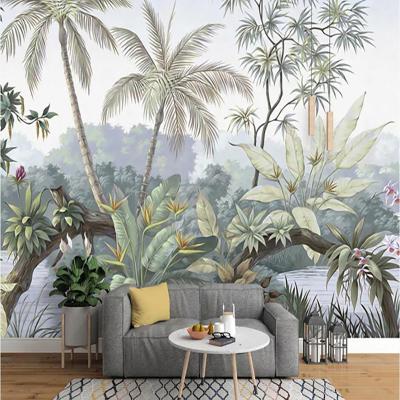 China 2022 Wholesale Customization 3D Printable Tropical Plants Modern Mural Wallpaper For Wall Background for sale