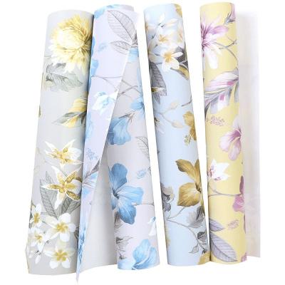 China Rustic Modern Industrial Purple Blue Countryside Nonwoven Yellow Floral Wallpaper Decorative For Living Room Bedroom Background Wall Painting for sale