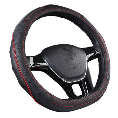 China Sports Shape New Design Luxury Universal Leather Four Seasons Non-slip Car Steering Wheel Cover Available for sale