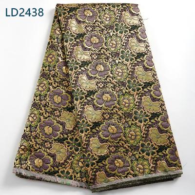 China Viable African Lace Fabric Tulle Jacquard Fabric Nigerian Brocade Lace Fabric For Dress High Quality French Net Lace Fabrics 2438 for sale